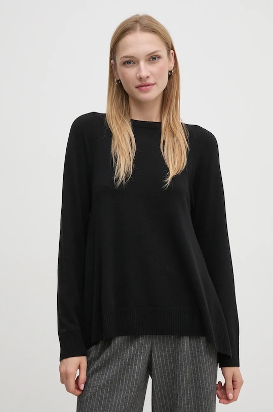 United Colors of Benetton sweter wełniany okrągły czarny 1044D10BH