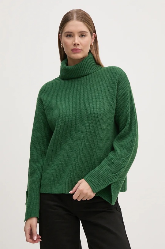 Vlněný svetr United Colors of Benetton rolák zelená 1244D203D