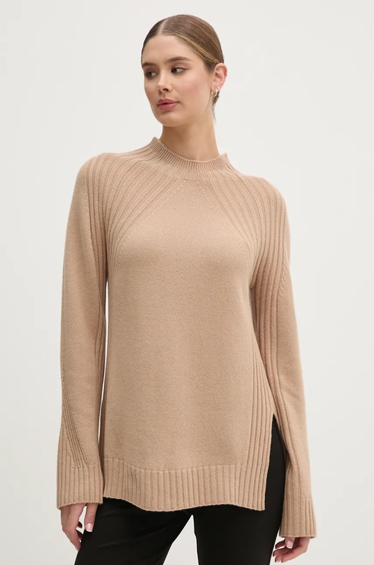 Вовняний светр United Colors of Benetton тонкий бежевий 1244D203E