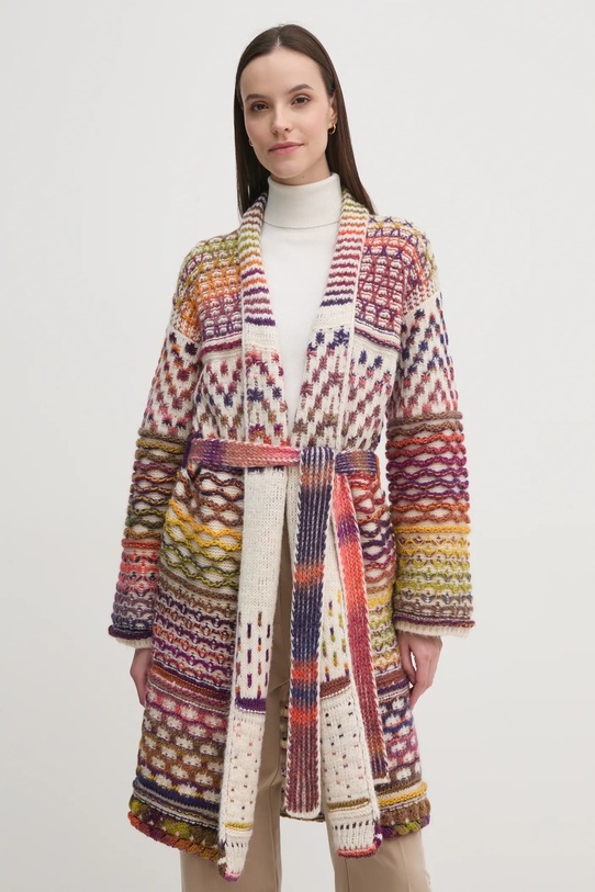 Kardigan s primjesom vune United Colors of Benetton s dodatkom vune bež 115CE6042