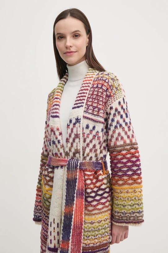 Kardigán s prímesou vlny United Colors of Benetton béžová 115CE6042