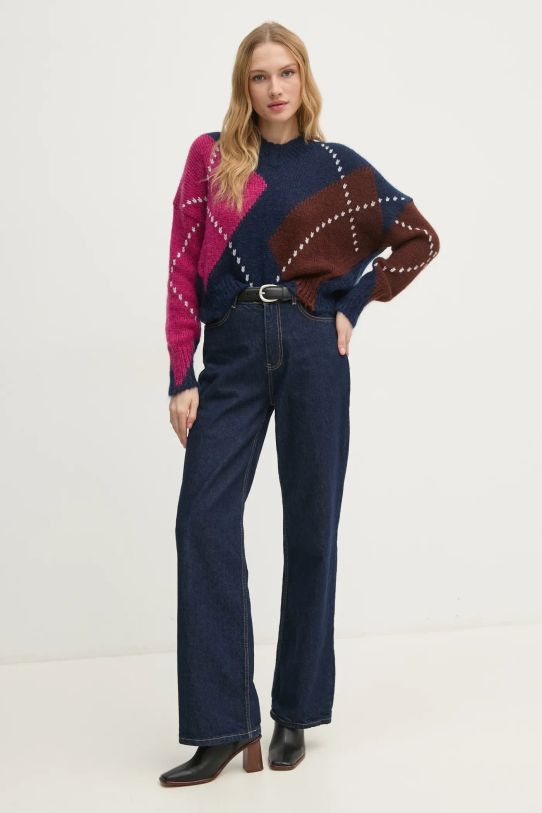 Πουλόβερ με προσθήκη μαλλιού United Colors of Benetton 1142E4025 σκούρο μπλε NC24