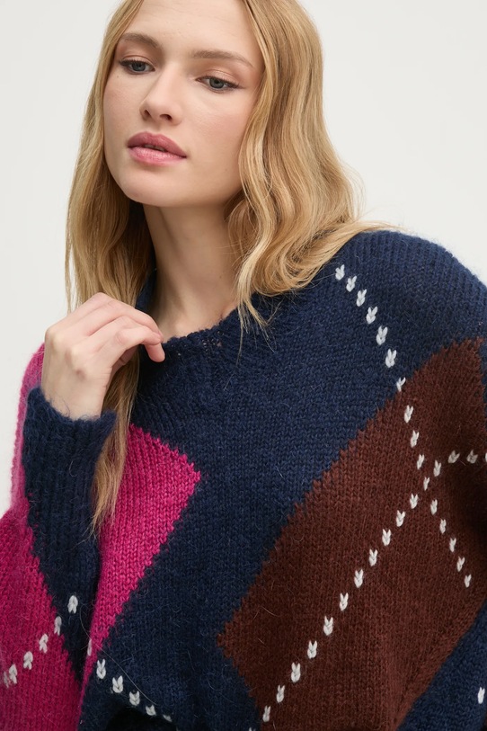 Πουλόβερ με προσθήκη μαλλιού United Colors of Benetton σκούρο μπλε 1142E4025