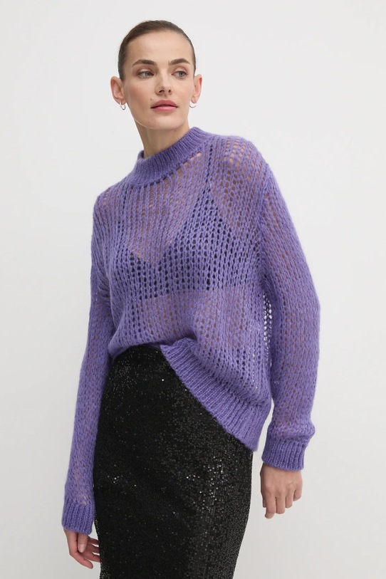 Svetr z vlněné směsi United Colors of Benetton polorolák fialová 1342D10BN