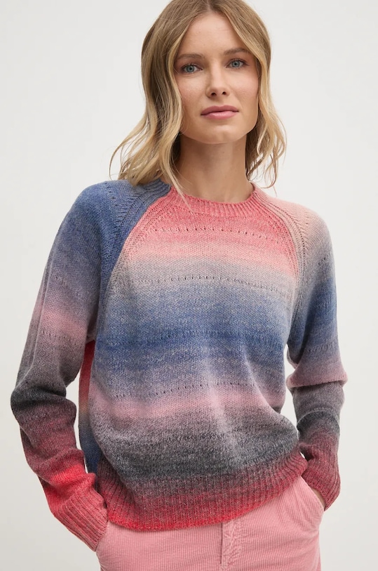 Svetr z vlněné směsi United Colors of Benetton kulatý růžová 1050D10C0