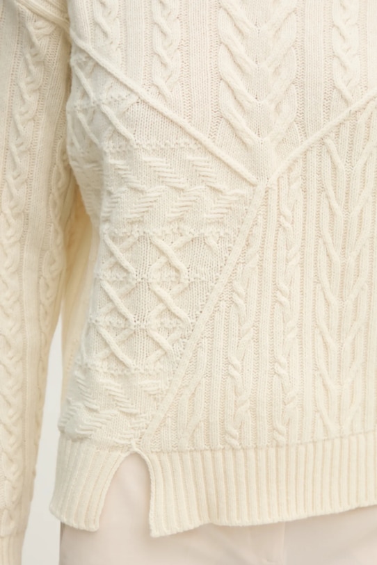 United Colors of Benetton gyapjú pulóver 1444D203L bézs