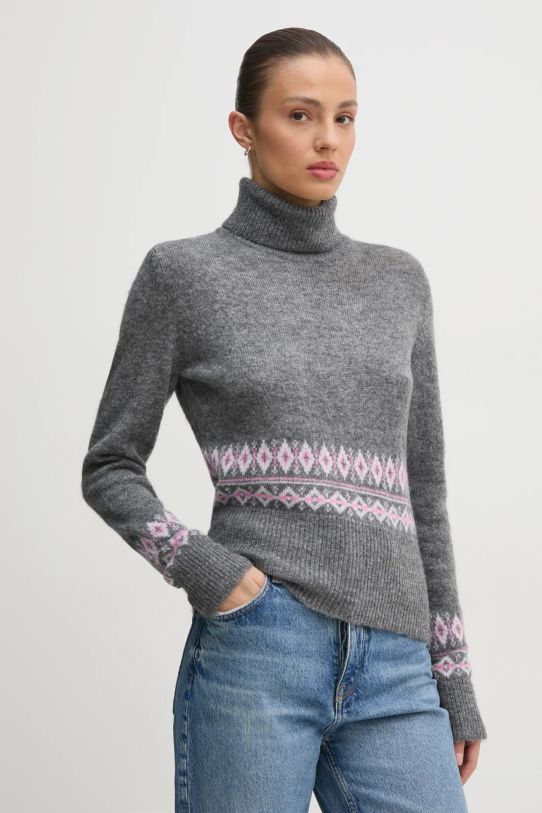 Pulover s dodatkom vune United Colors of Benetton Planet friendly siva 1126E203J