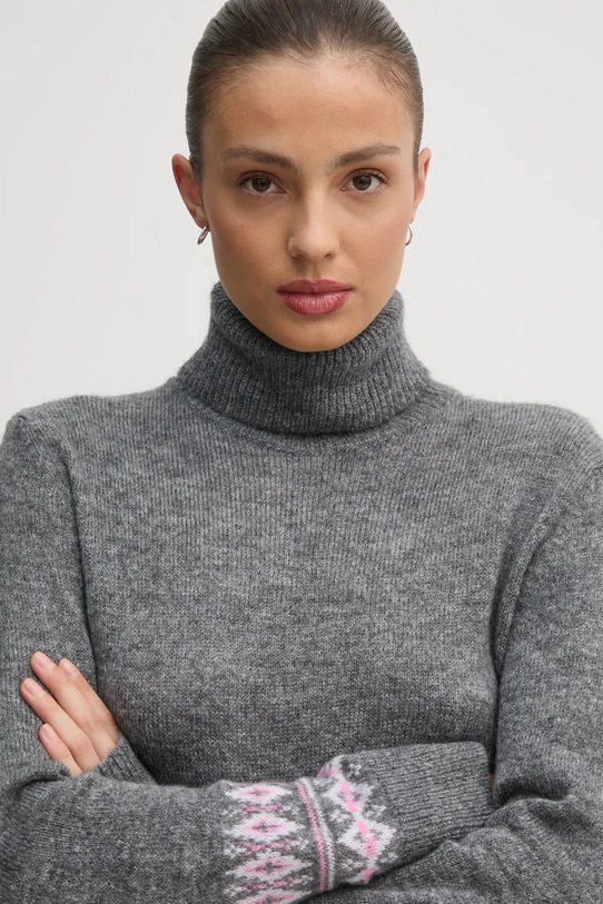 Pulover s dodatkom vune United Colors of Benetton siva 1126E203J