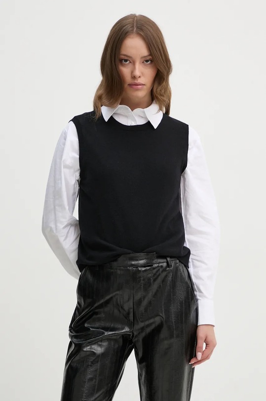 United Colors of Benetton gilè in lana melange nero 1002D10D1