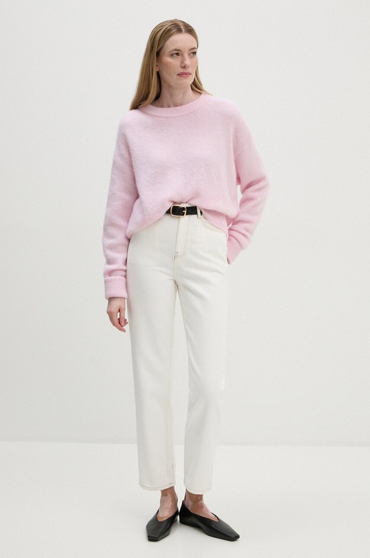 American Vintage sweter wełniany VITO18EH24 różowy AW24