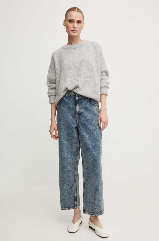 American Vintage sweter wełniany VITO18EH24 szary AW24