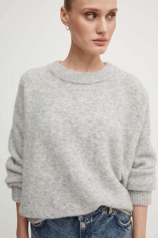 American Vintage sweter wełniany szary VITO18EH24