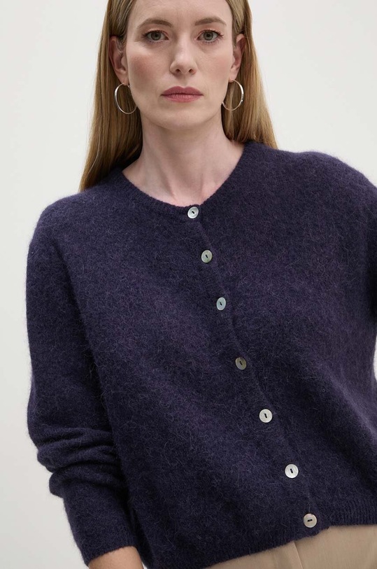 Μάλλινη ζακέτα American Vintage με μείγμα μαλλιού μωβ VITO19EH24