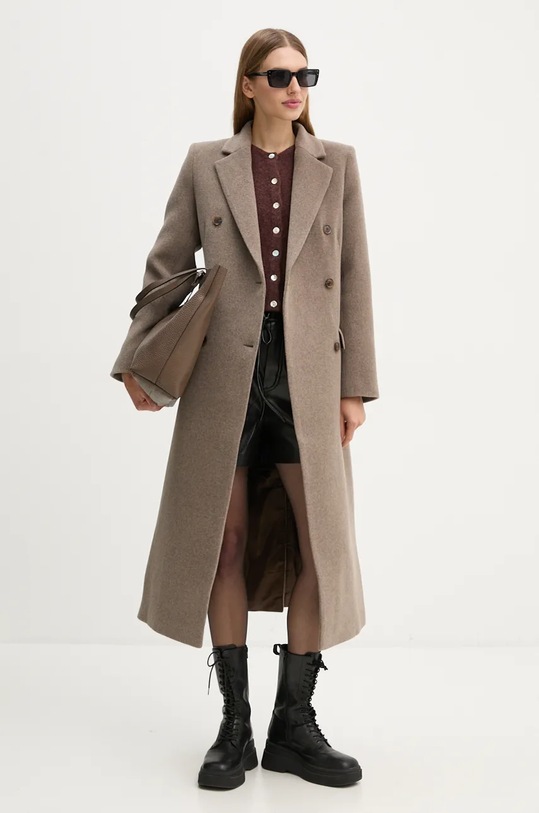 Vlněný svetr American Vintage VITO19EH24 hnědá AW24