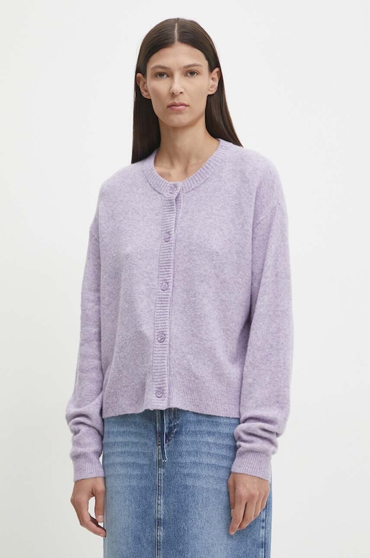 American Vintage cardigan din amestec de lana uni violet DAM19EH24