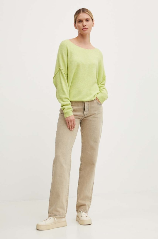 American Vintage sweter z domieszką wełny DAM225H24 zielony AW24