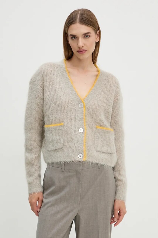 American Vintage cardigan din lana uni gri BYM19AH24