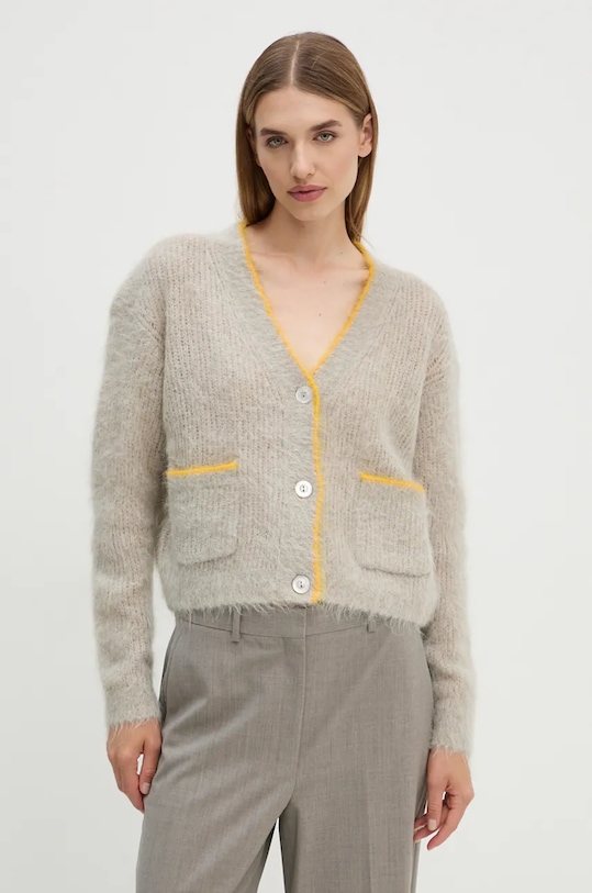 Vlněný svetr American Vintage vlna šedá BYM19AH24