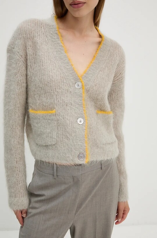 American Vintage cardigan din lana gri BYM19AH24