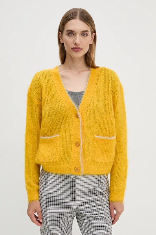 American Vintage cardigan din lana uni portocaliu BYM19AH24