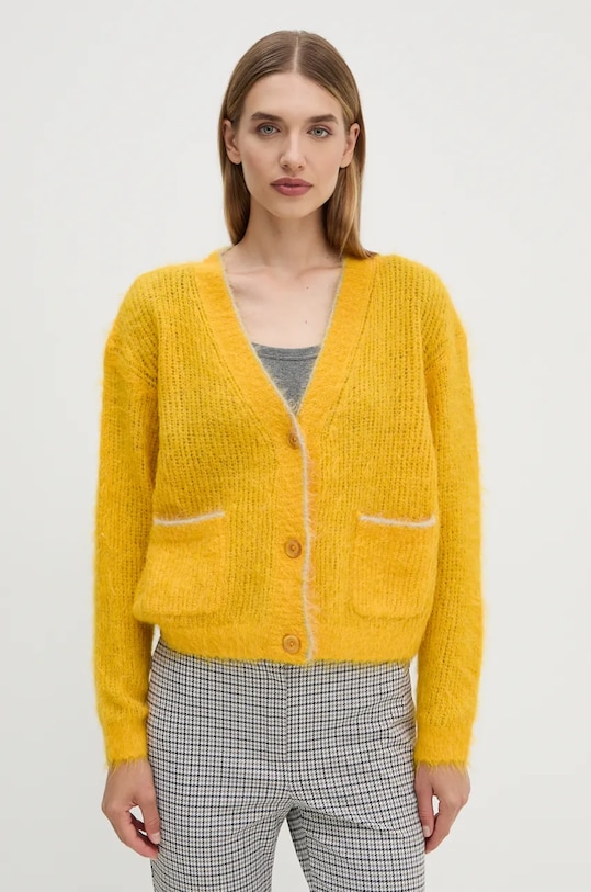 American Vintage cardigan din lana uni portocaliu BYM19AH24