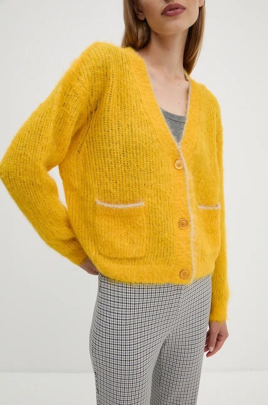 American Vintage kardigan wełniany pomarańczowy BYM19AH24