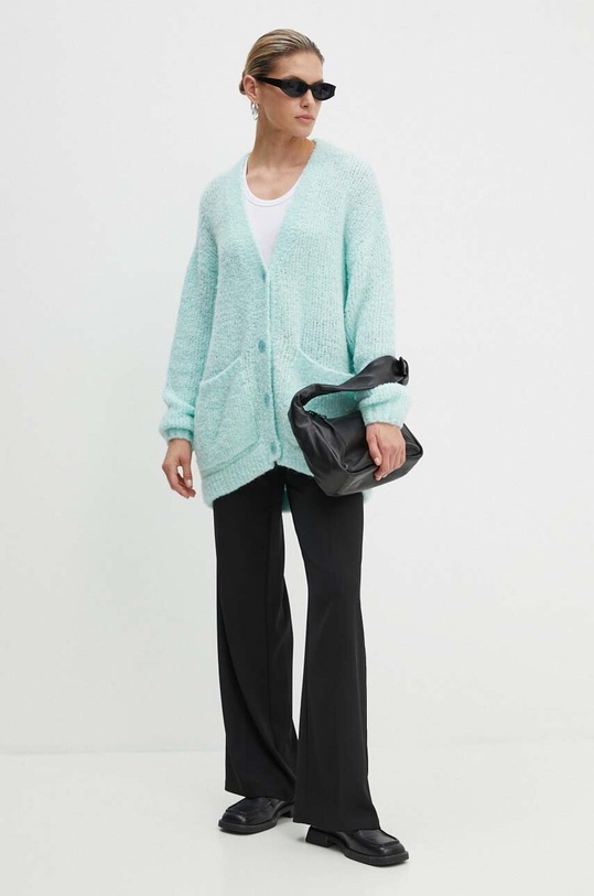 American Vintage cardigan din lana ZOL19CH24 turcoaz AW24