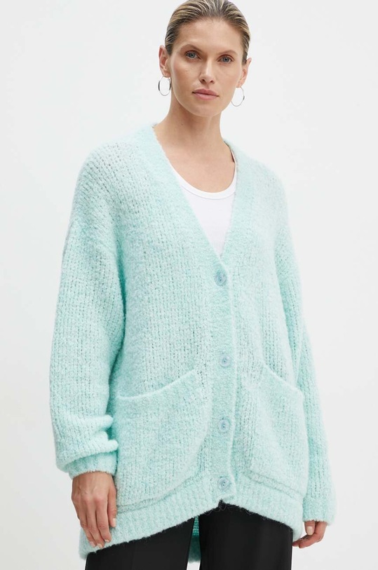 American Vintage cardigan din lana turcoaz ZOL19CH24