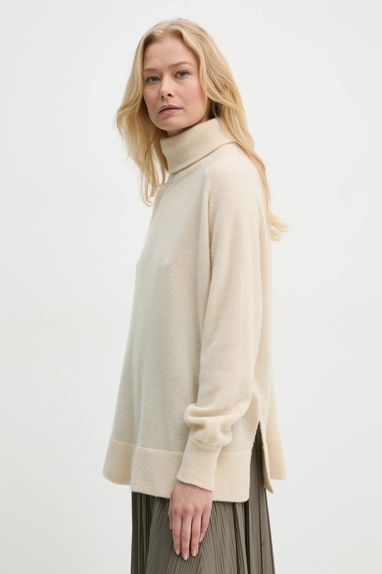 American Vintage maglione in lana scollo a colletto alto beige RAX18FH24