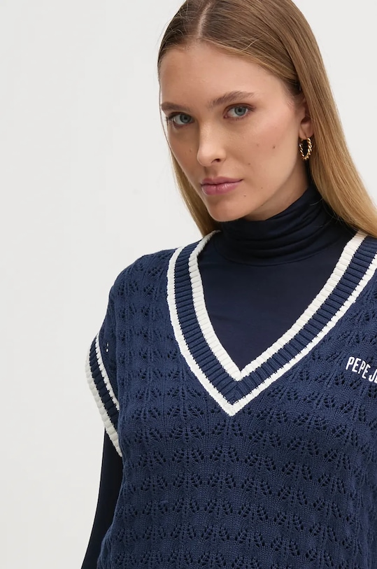 Pepe Jeans kamizelka bawełniana IVA VEST granatowy PL702167