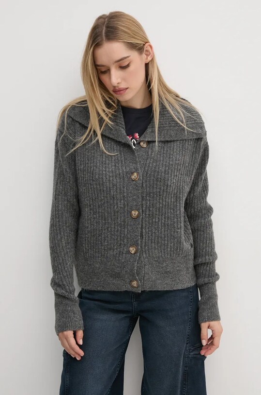 Pepe Jeans cardigan din amestec de lana IRMA CARDIGAN gri PL702189