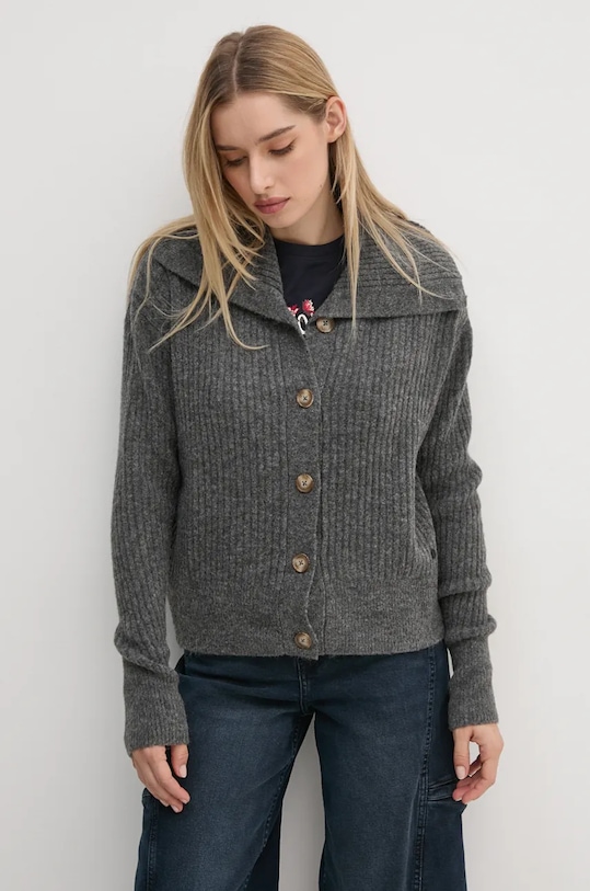 Кардиган з домішкою вовни Pepe Jeans IRMA CARDIGAN сірий PL702189