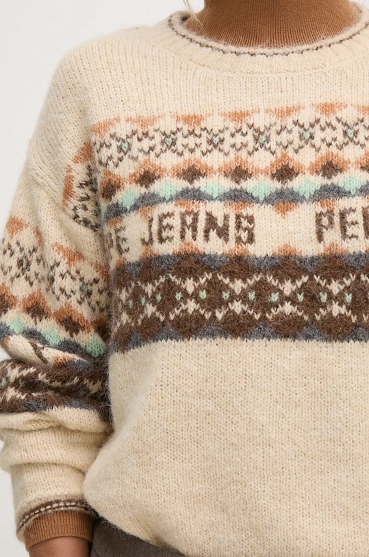 Pepe Jeans gyapjúkeverék pulóver HITTY PL702193 bézs