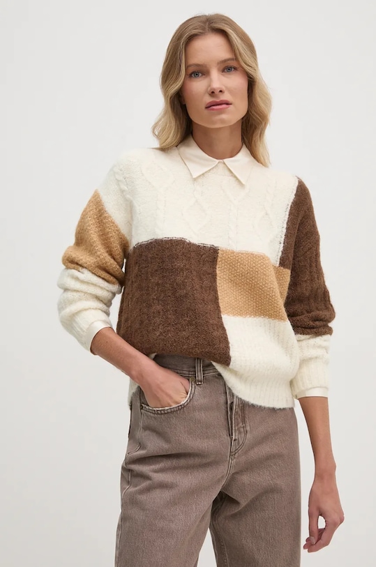 Pepe Jeans pulover din amestec de lana HILARY grosime medie bej PL702194