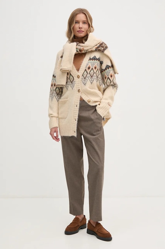 Kardigán s prímesou vlny Pepe Jeans HELIA PL702195 béžová AW24