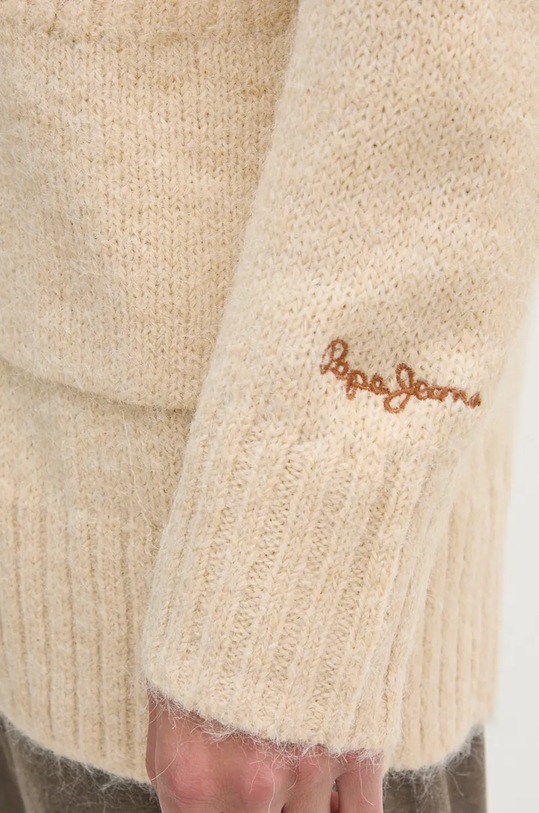 Kardigán s prímesou vlny Pepe Jeans HELIA PL702195 béžová