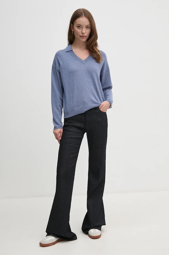 Pepe Jeans pulover din amestec de lana ISELA POLO PL702222 albastru AW24