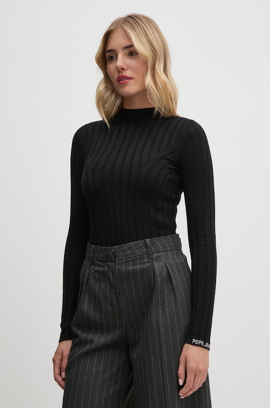 Sveter Pepe Jeans IZABEL TURTLENECK V výstrih čierna PL702224