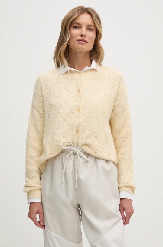 Pepe Jeans cardigan din amestec de lana HELEN CARDIGAN bej PL702228