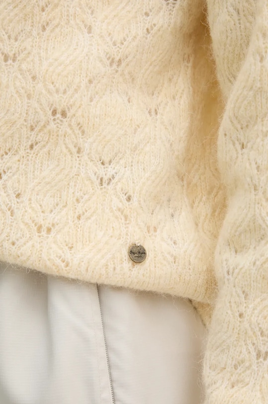 Pepe Jeans kardigan z domieszką wełny HELEN CARDIGAN PL702228 beżowy