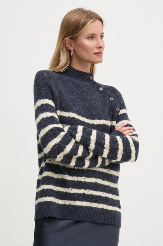 Светр з домішкою вовни Pepe Jeans HELA тонкий темно-синій PL702234