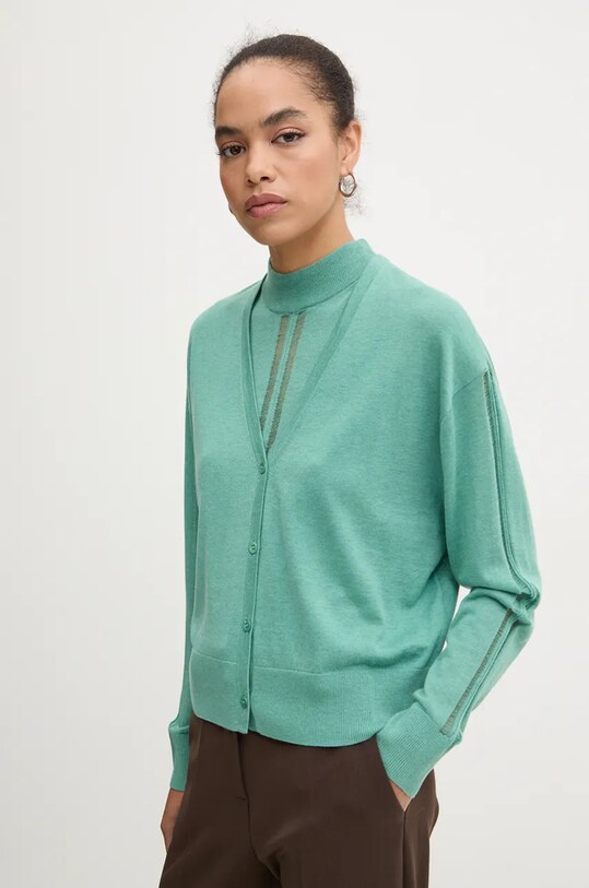 IRO cardigan de mătase uni verde WP12LALIE