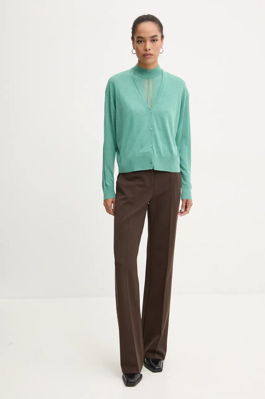 IRO cardigan de mătase WP12LALIE verde AW24