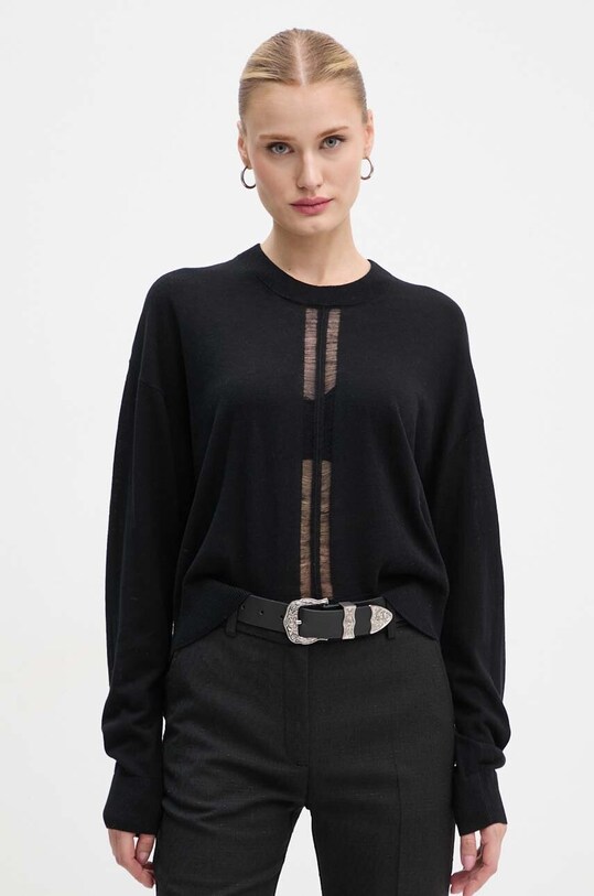 IRO pulover de mătase subtiri negru WP12LOVA