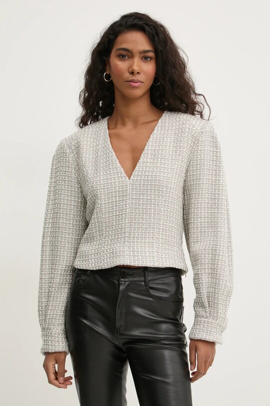 IRO bluzka z domieszką wełny regular beżowy WM16JILLA