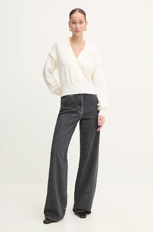 IRO pulover de lână WM12AZURA bej AW24
