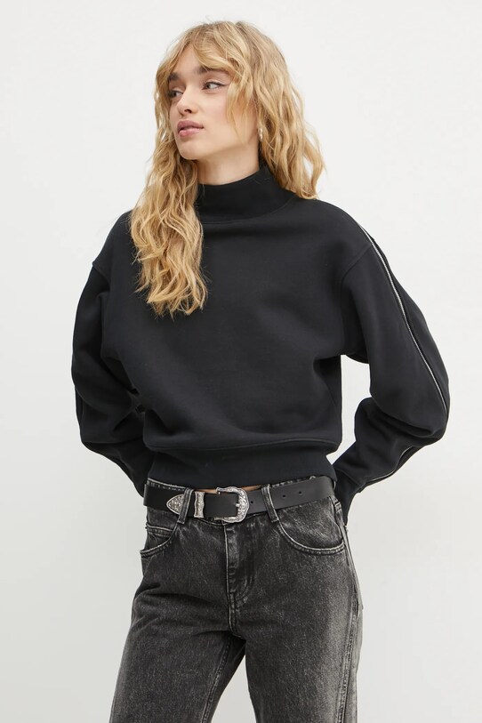 IRO pulóver gyapjú keverékből sima fekete WM14LASIE