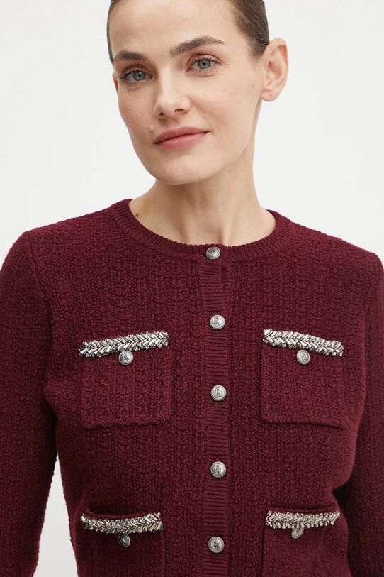Elisabetta Franchi cardigan din amestec de lana burgundia MK17S47E2