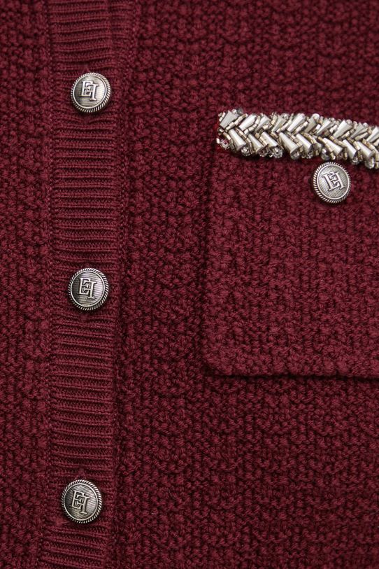 Elisabetta Franchi cardigan din amestec de lana MK17S47E2 burgundia