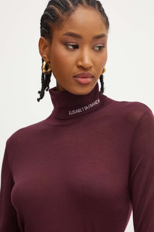 Elisabetta Franchi maglione in lana scollo a colletto alto granata MK25S47E2